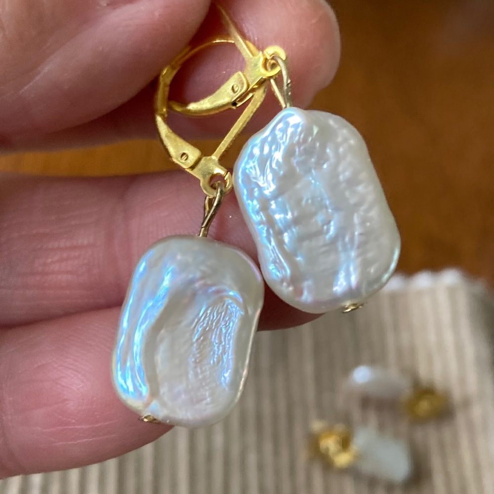 Rectangular Freshwater Pearl Earrings